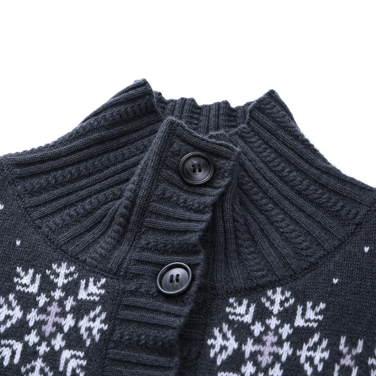 100% Wool Cozy Reindeer Knit Cardigan