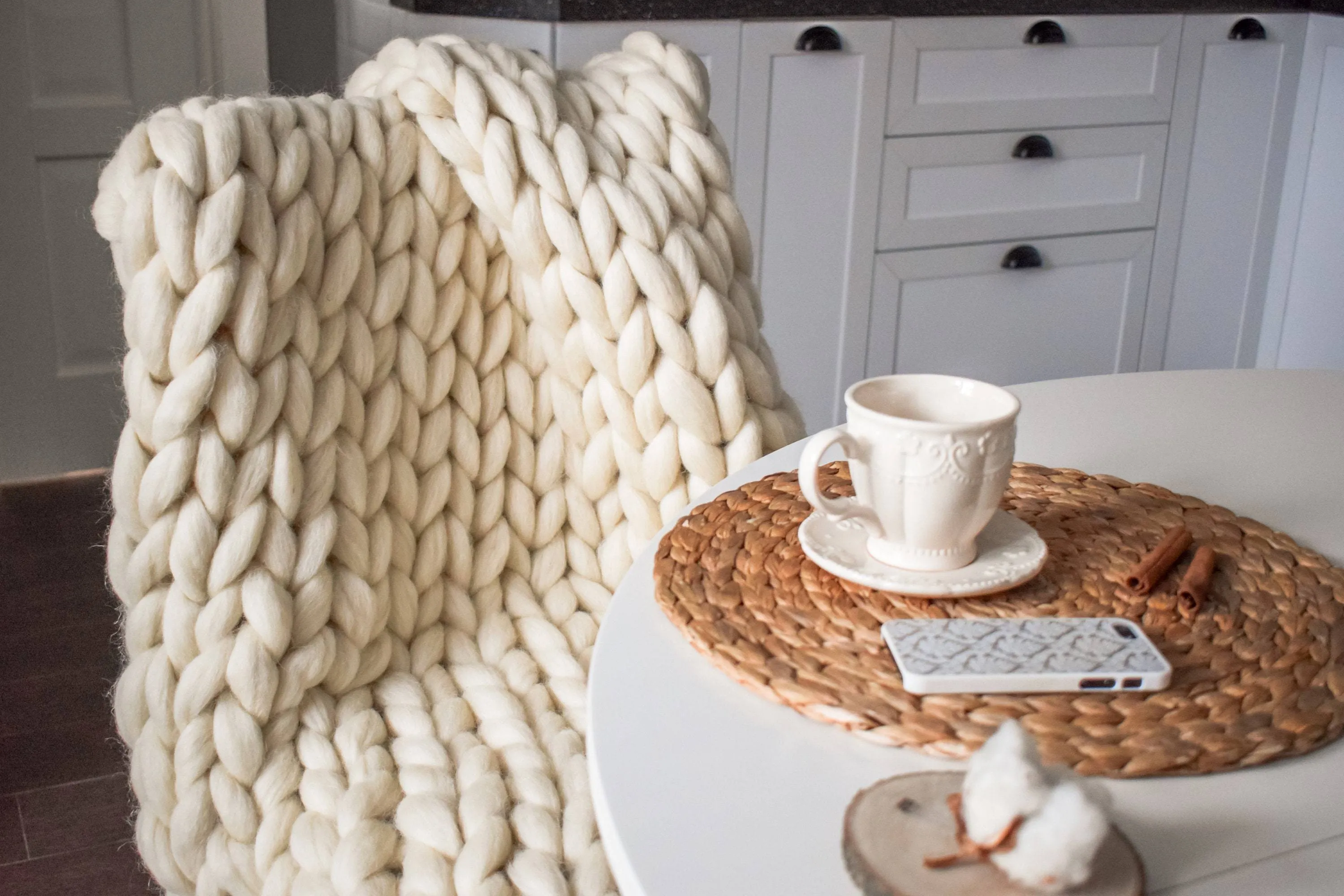 3 Chunky Knit Blanket, SALE TODAY ONLY!  Ivory Chunky Knit Wool Blanket 50" x 65" Throw Blanket Giant Knit, Chunky Merino Blanket Ecru White