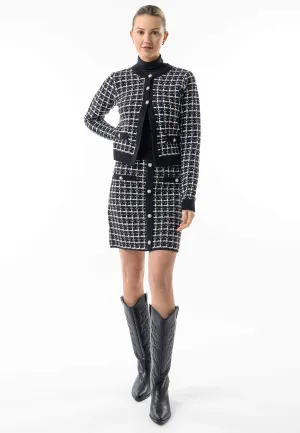 Angeleye Checkered Knit Cardigan And Skirt Co-ord Set