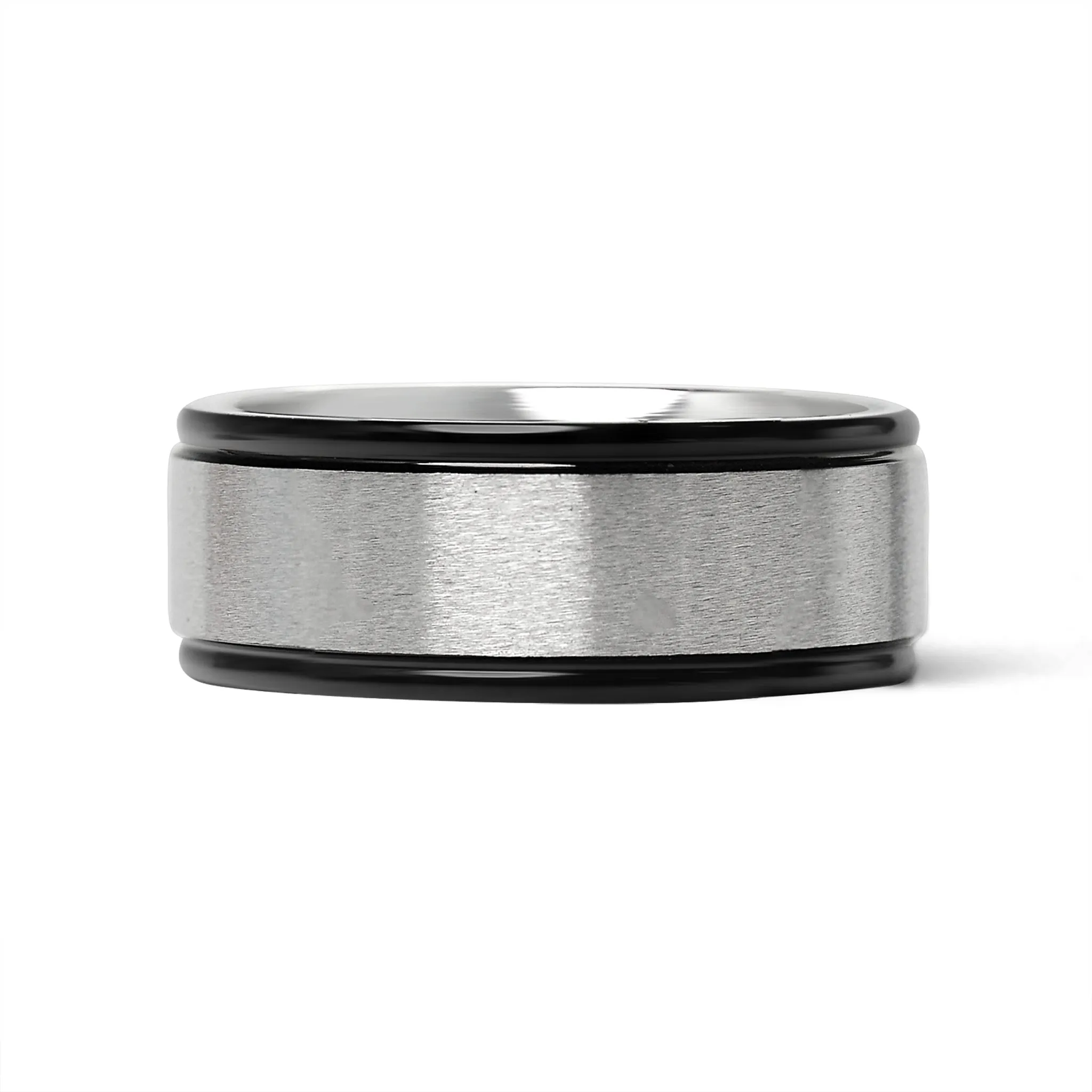 Black trim Brushed Center Stainless Steel Blank Ring / CFR2929