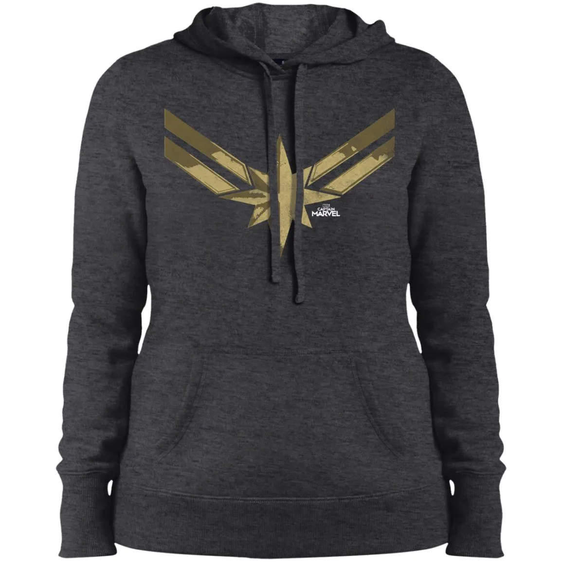 Captain Marvel Simple Gold Shadowed Logo Women Hooded Sweatshirt