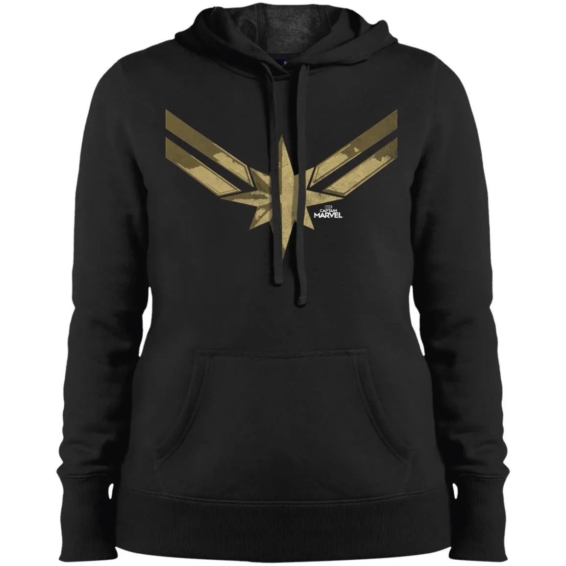 Captain Marvel Simple Gold Shadowed Logo Women Hooded Sweatshirt