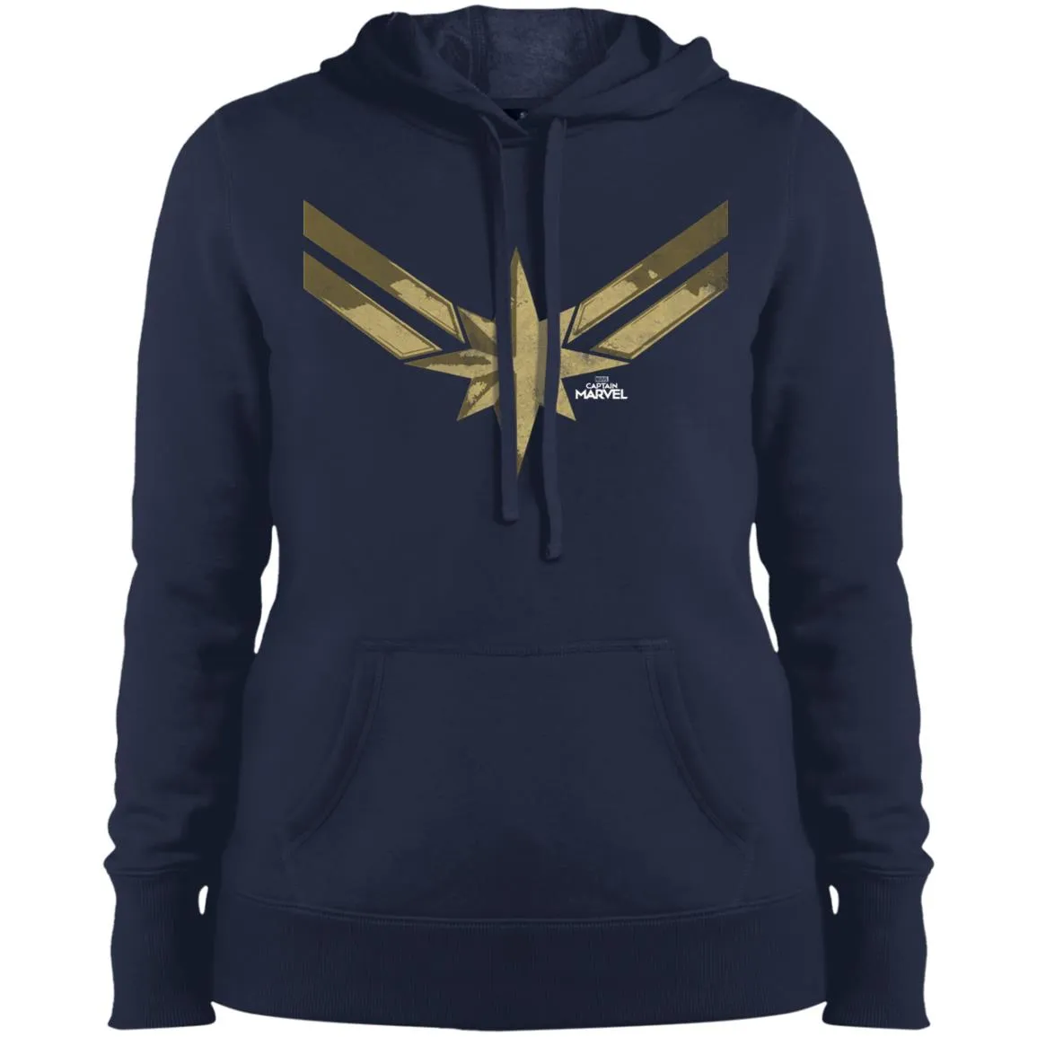 Captain Marvel Simple Gold Shadowed Logo Women Hooded Sweatshirt