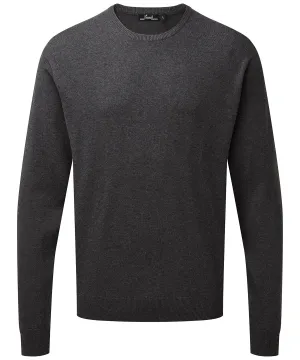 Charcoal - Crew neck cotton-rich knitted sweater