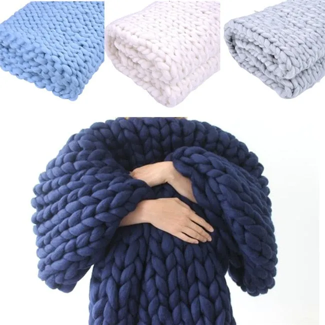 Chunky Knit Wool Handmade Blanket