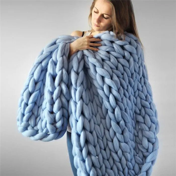 Chunky Knit Wool Handmade Blanket