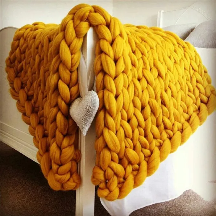 Chunky Knit Wool Handmade Blanket