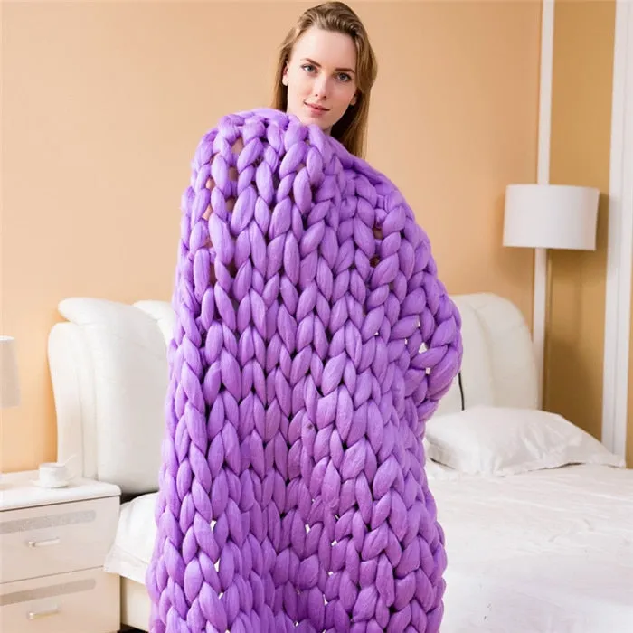 Chunky Knit Wool Handmade Blanket