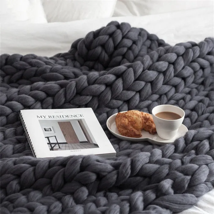 Chunky Knit Wool Handmade Blanket