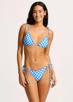 Ciao Bella Check Slide Triangle Bikini Top - Azure