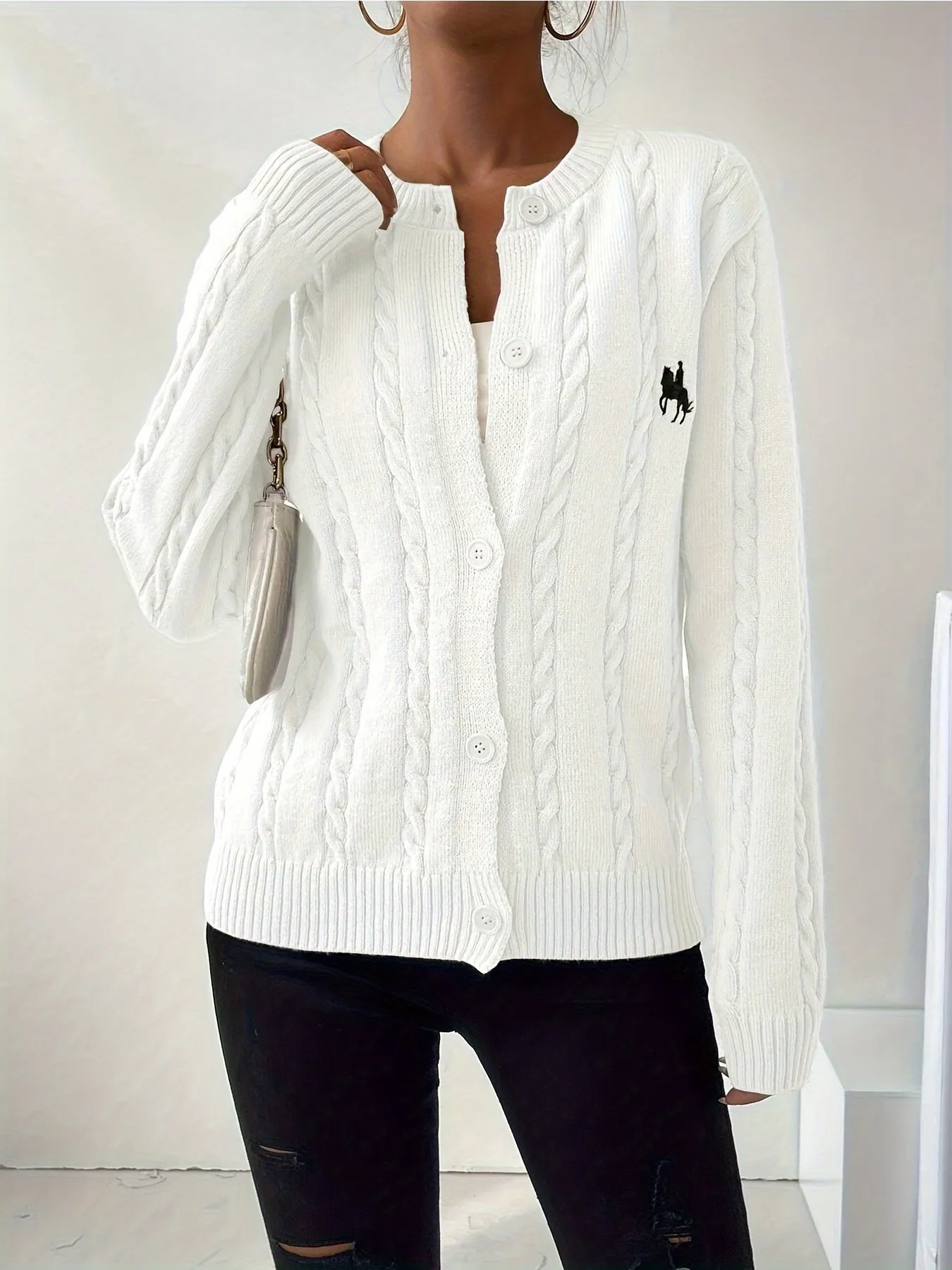 Cozy Cable Knit Button-Front Cardigan – Perfect for Spring & Fall