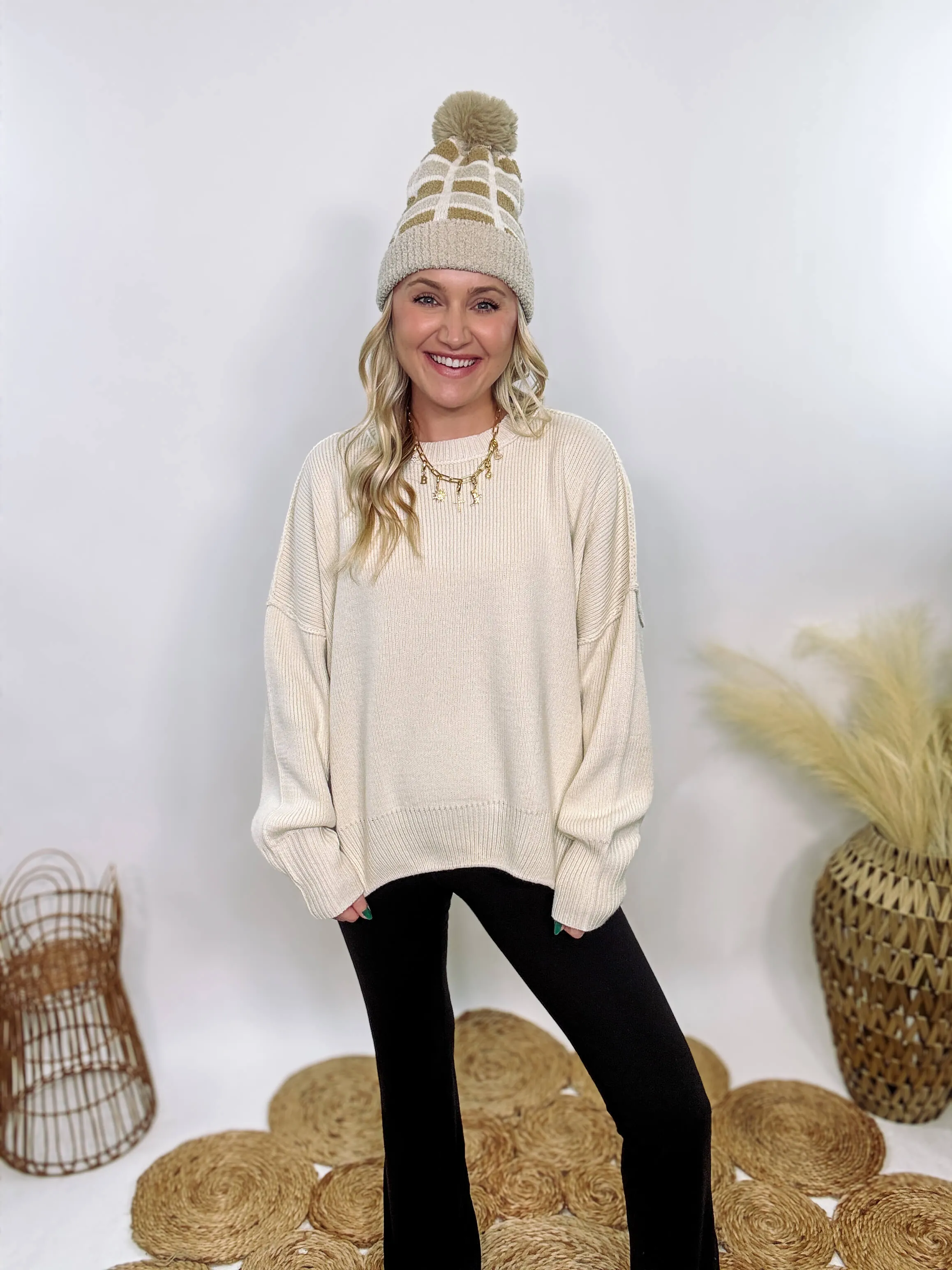 Creamy White Oversized Long Sleeve Sweater