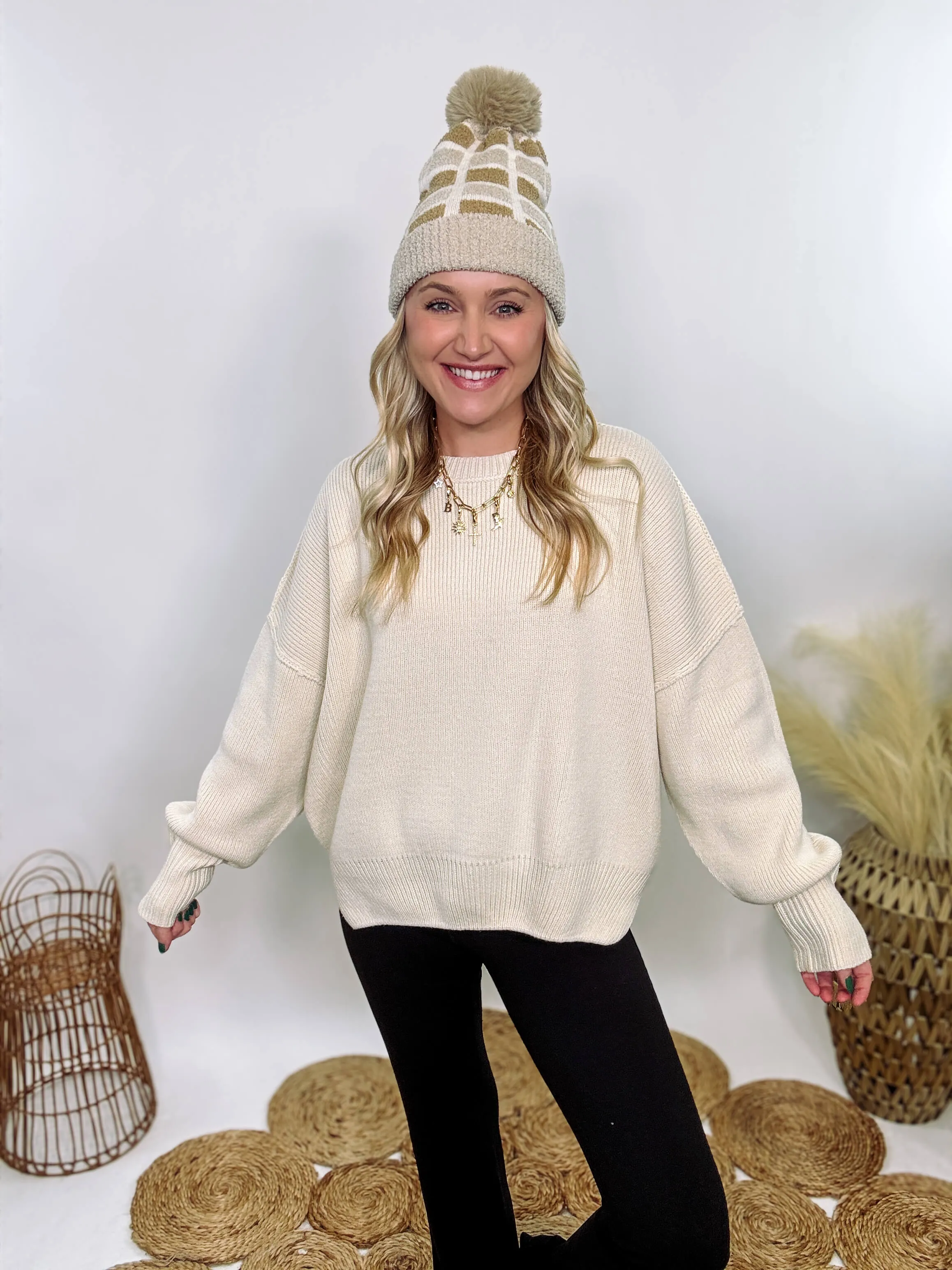 Creamy White Oversized Long Sleeve Sweater