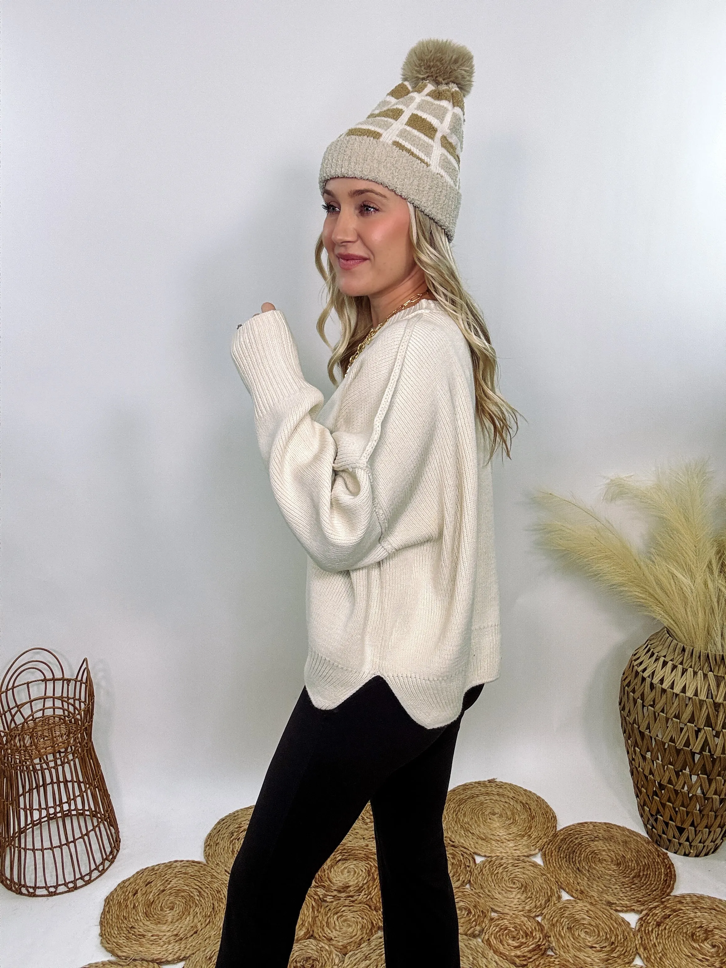 Creamy White Oversized Long Sleeve Sweater