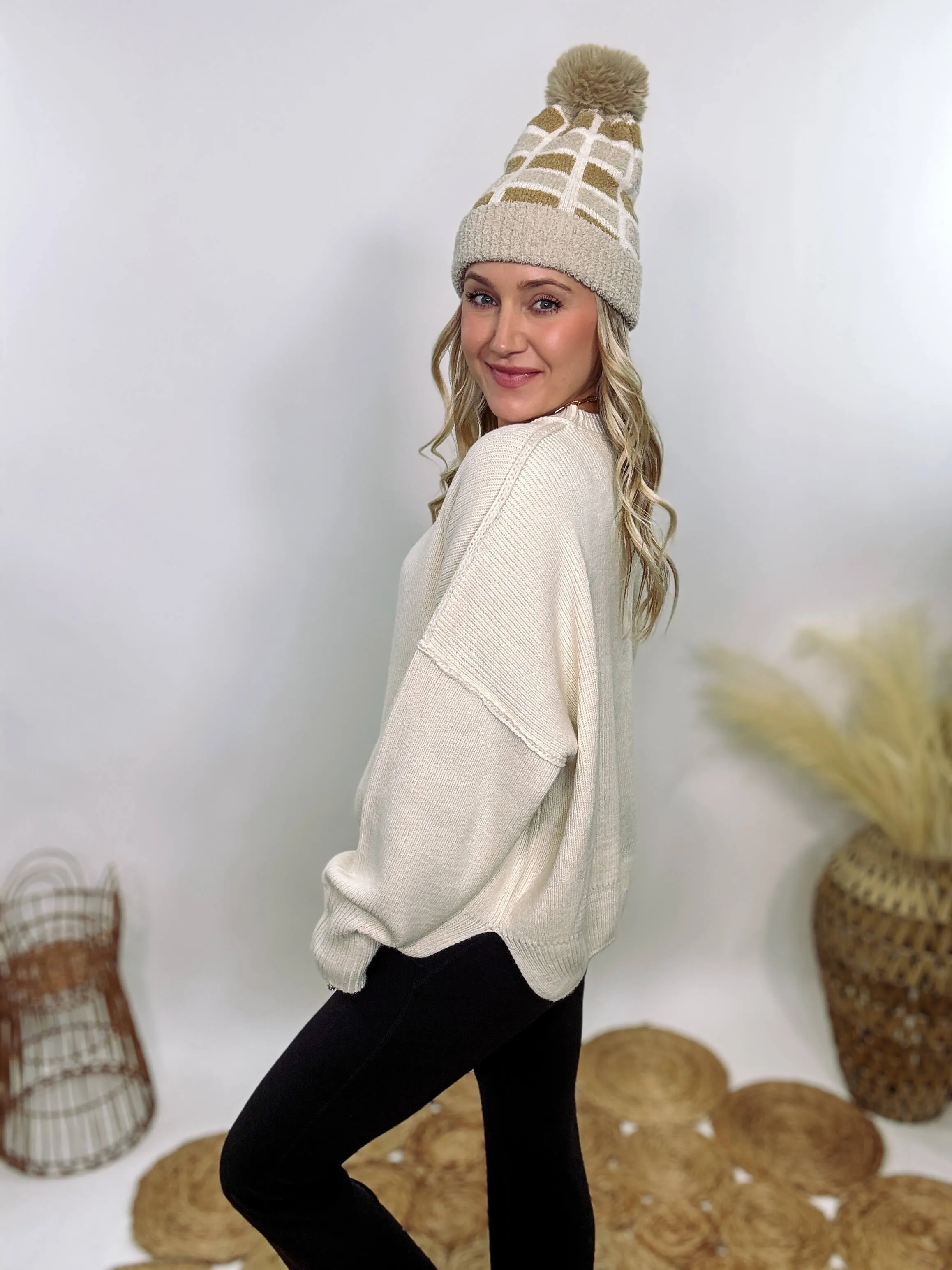 Creamy White Oversized Long Sleeve Sweater