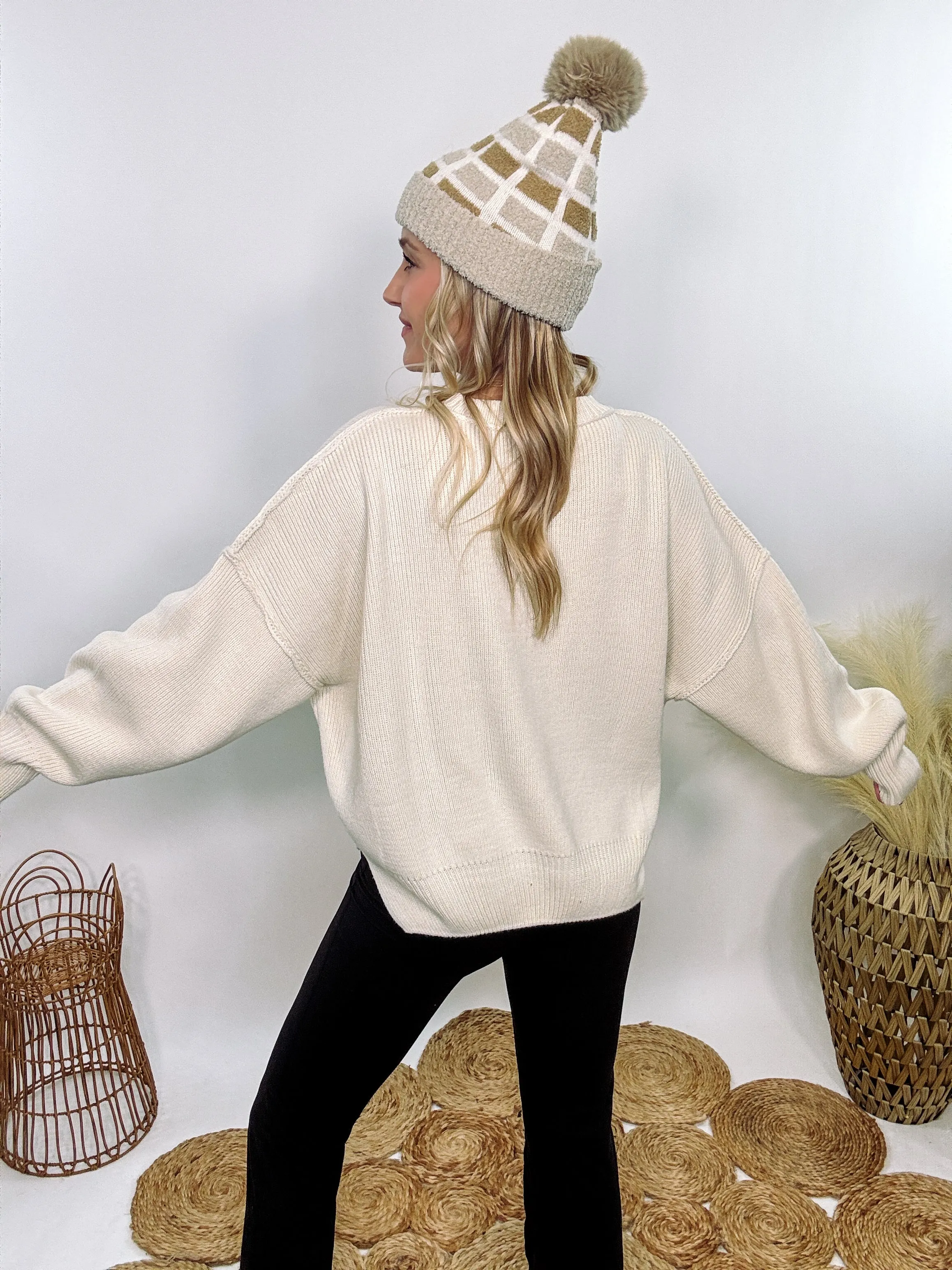 Creamy White Oversized Long Sleeve Sweater