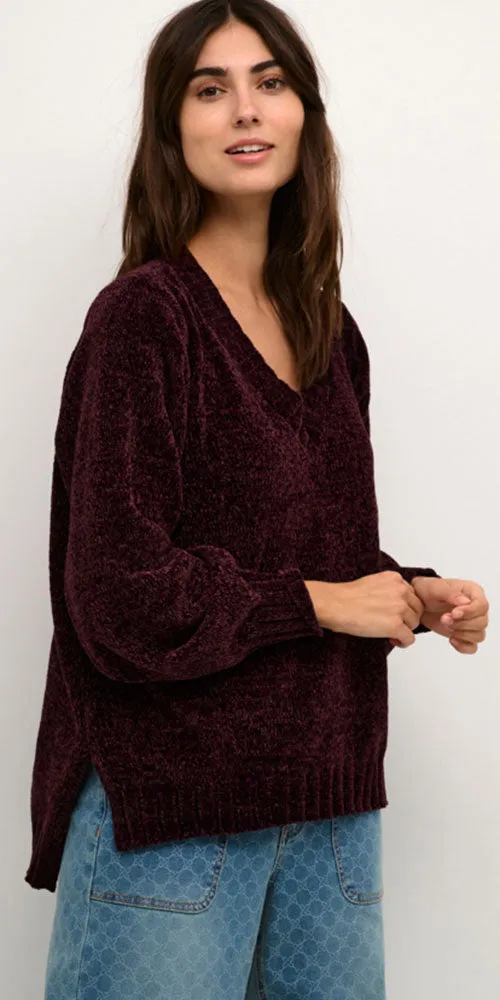 Culture Chenille V-Neck Sweater, bordeaux