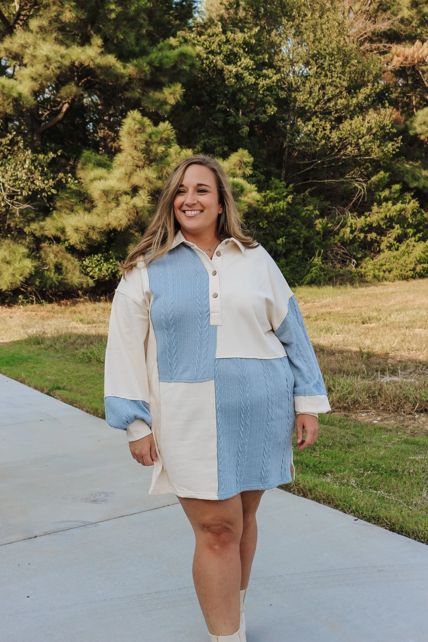 Fall Flavor Cream Blue Dress