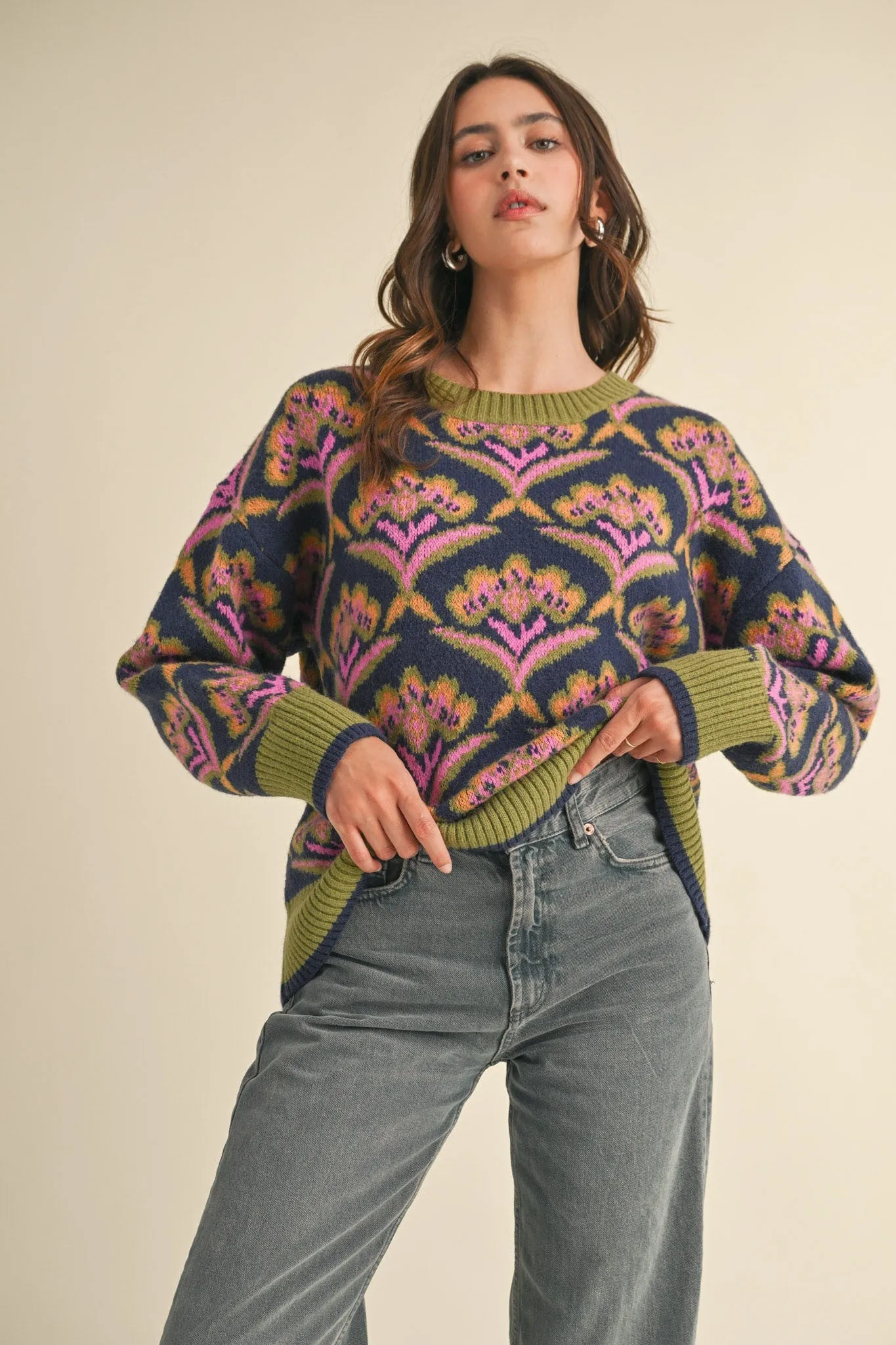 Flowered Warmth Knit Sweater