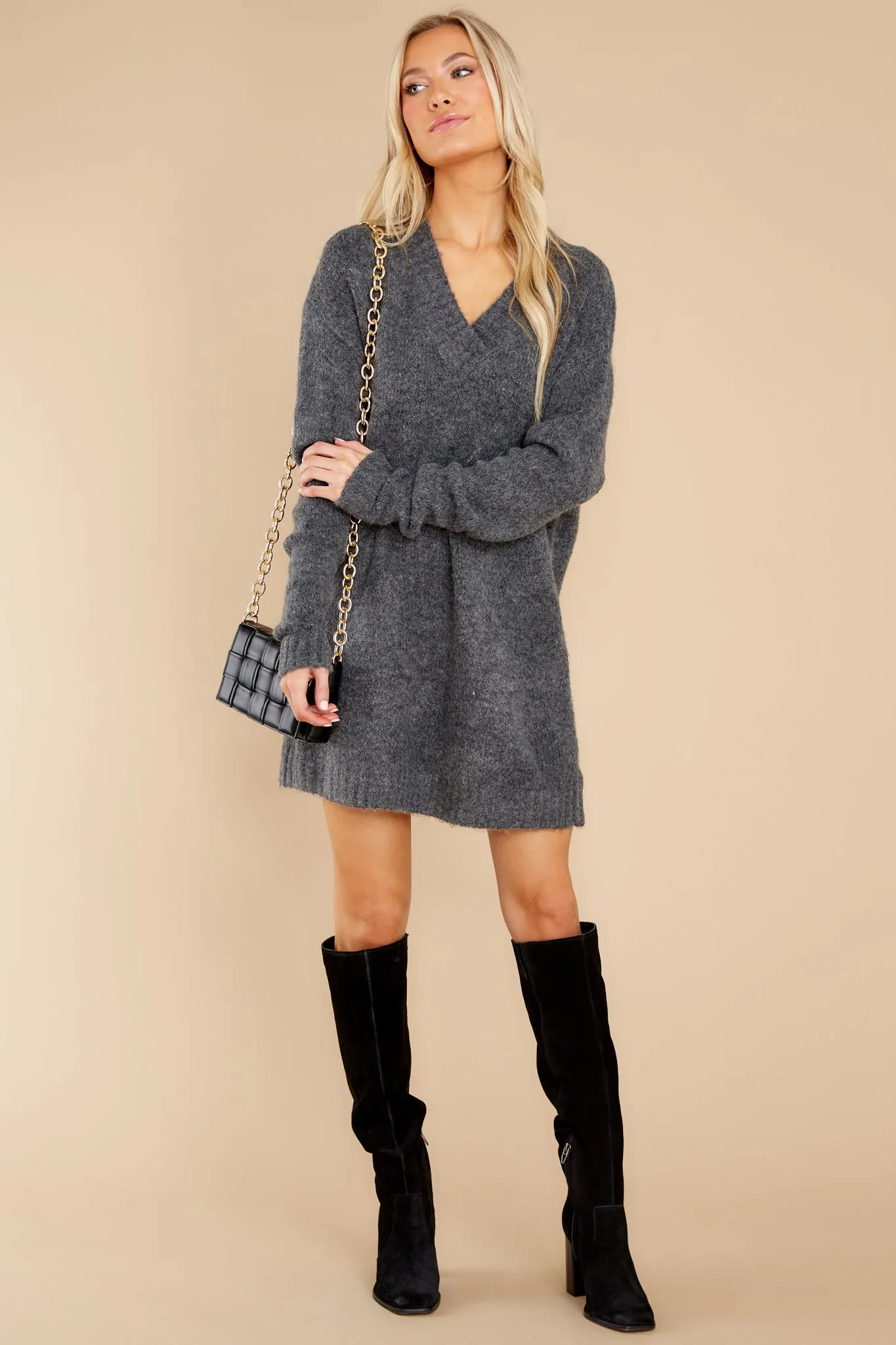 Forever In Love Charcoal Tunic Sweater