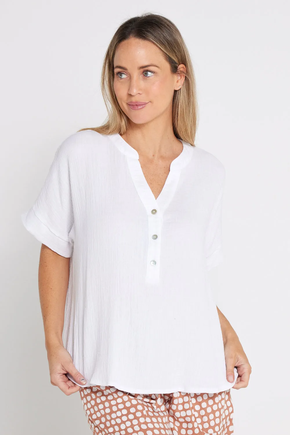 Gracie Cotton Muslin Top -  White