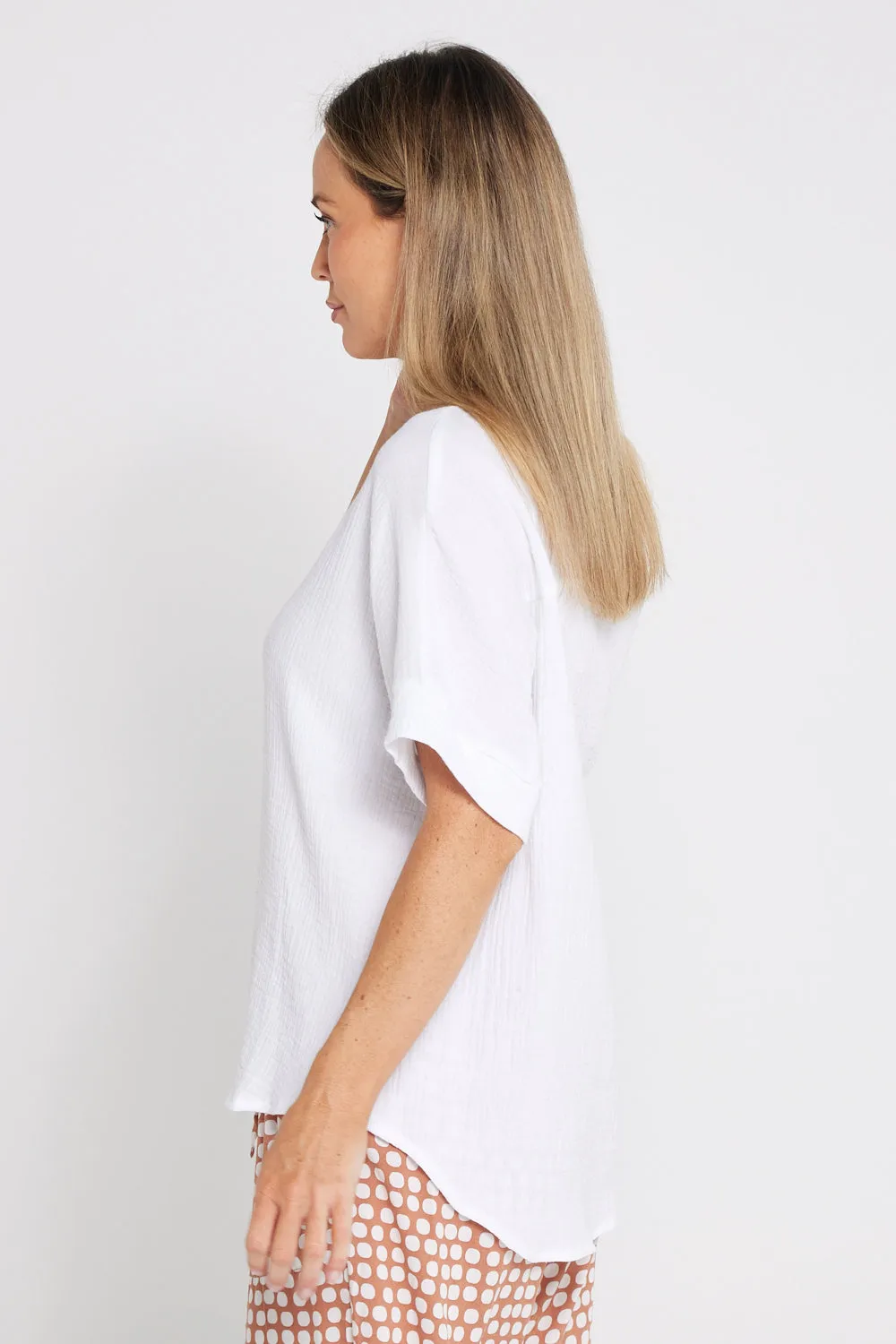 Gracie Cotton Muslin Top -  White