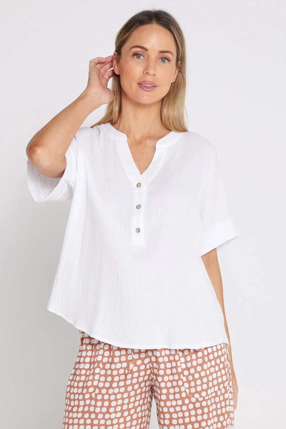 Gracie Cotton Muslin Top -  White