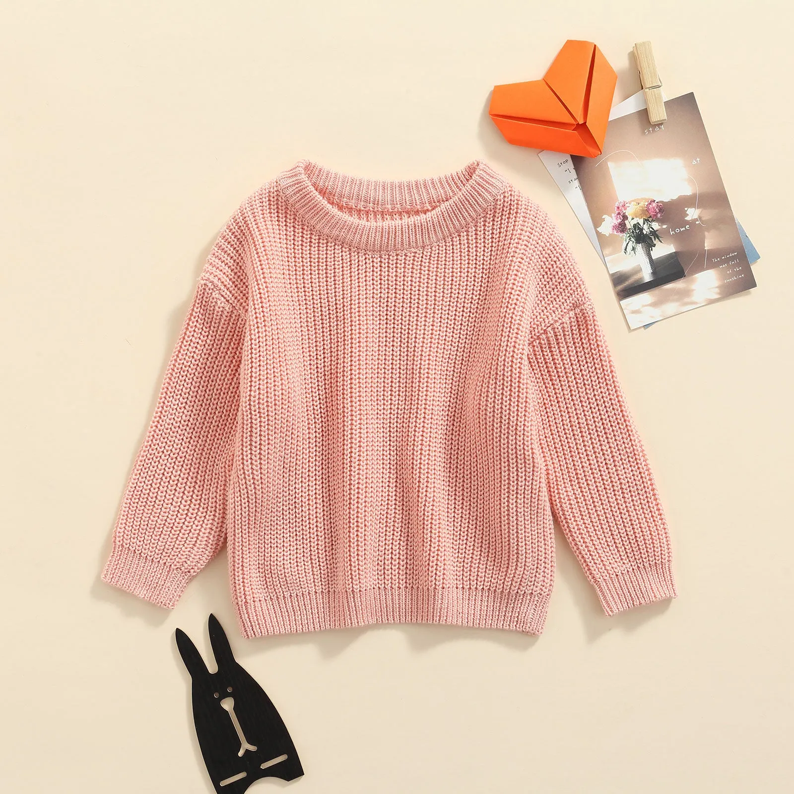 Juno - Baby & Toddler Chunky Knit Sweater , Rose powder