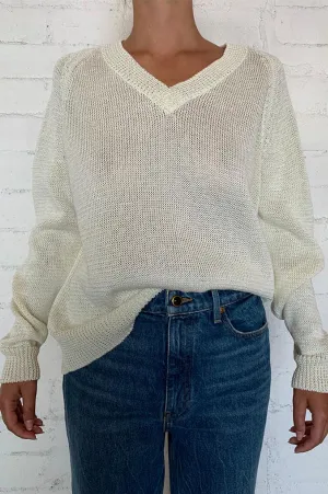 KOHEN Ecru Open Weave V-Neck Sweater (Sold Out)