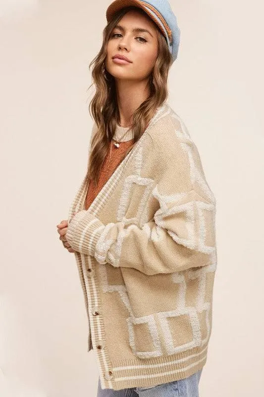 La Miel Dropped Shoulder Button Down Cardigan