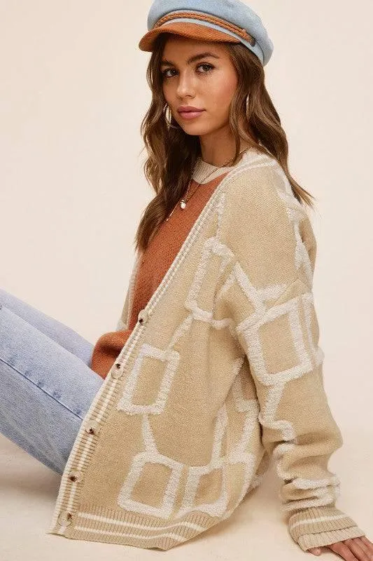 La Miel Dropped Shoulder Button Down Cardigan