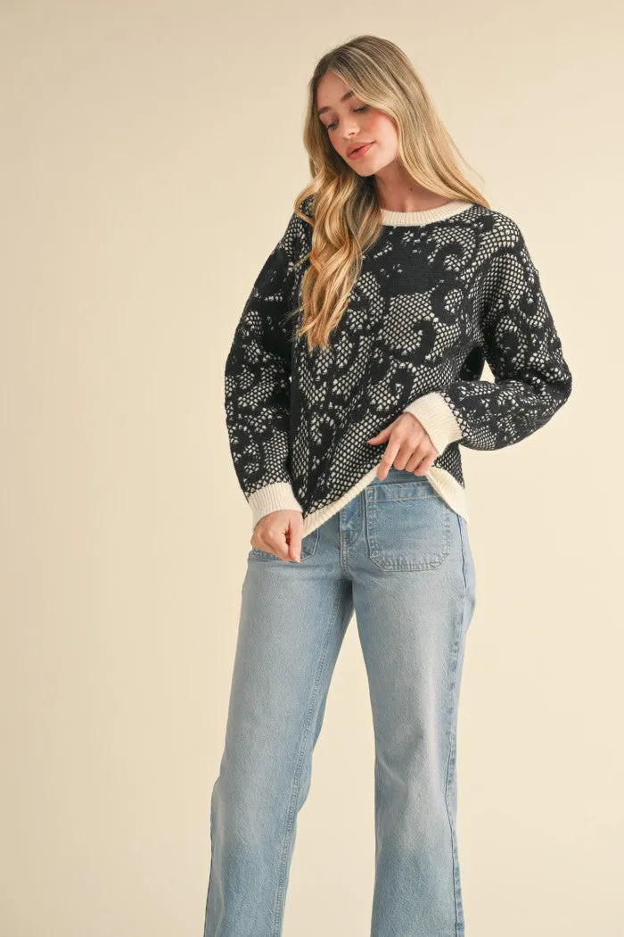 Lace Overlay Sweater