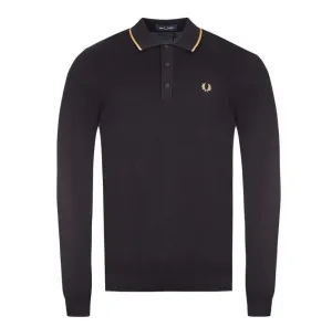 LONG SLEEVE TIPPED LSLV KNITTED SHIRT (BLACK/CHAMPAGNE)