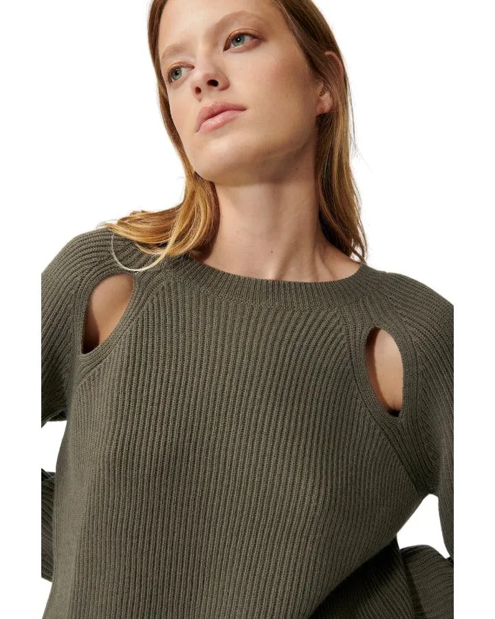 Luisa Cerano Peek-A-Boo Shoulders Pullover