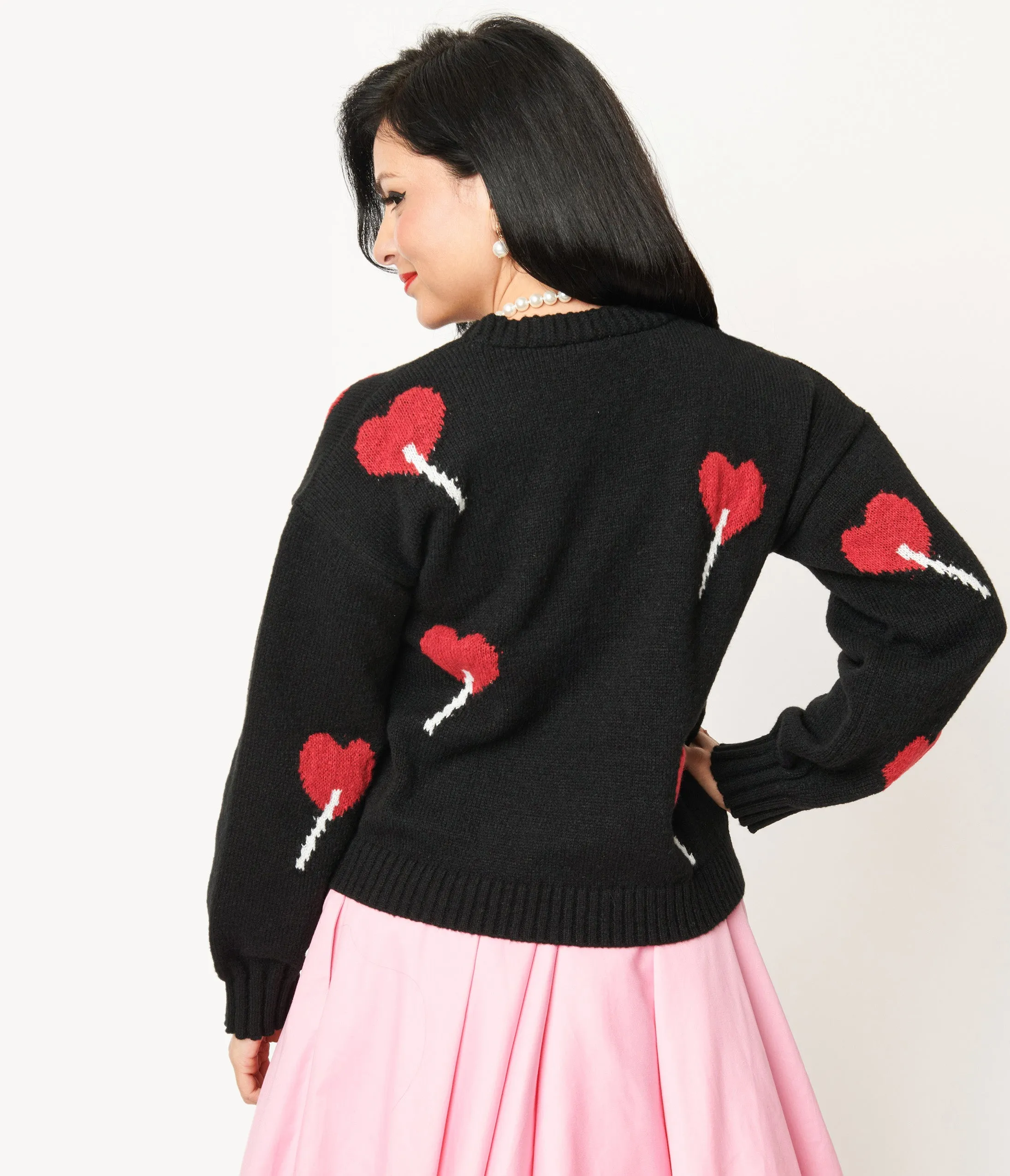 Magnolia Place Black Heart Lollipop Open Cardigan