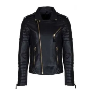 Mens Genuine Real Lambskin Leather Motorcycle Jacket, Men Motorcycle Jacket