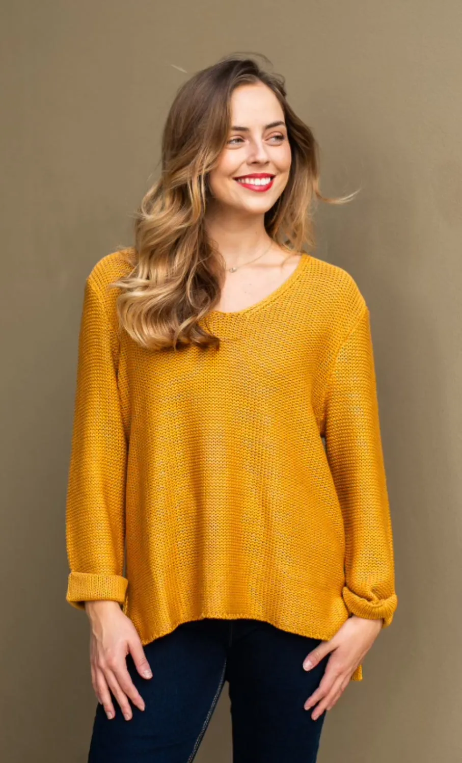 Nikki Cotton Mustard Knit