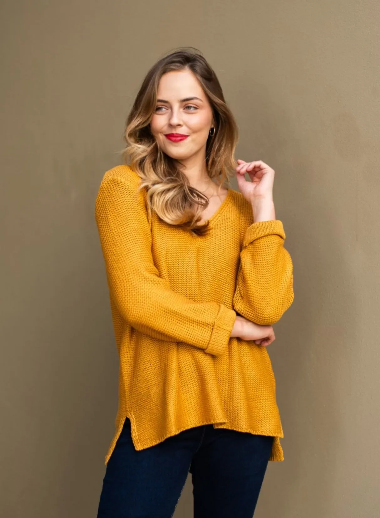 Nikki Cotton Mustard Knit