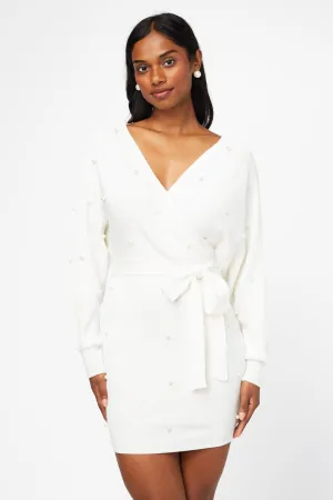 Noa Pearl Embellished Sweater Dress