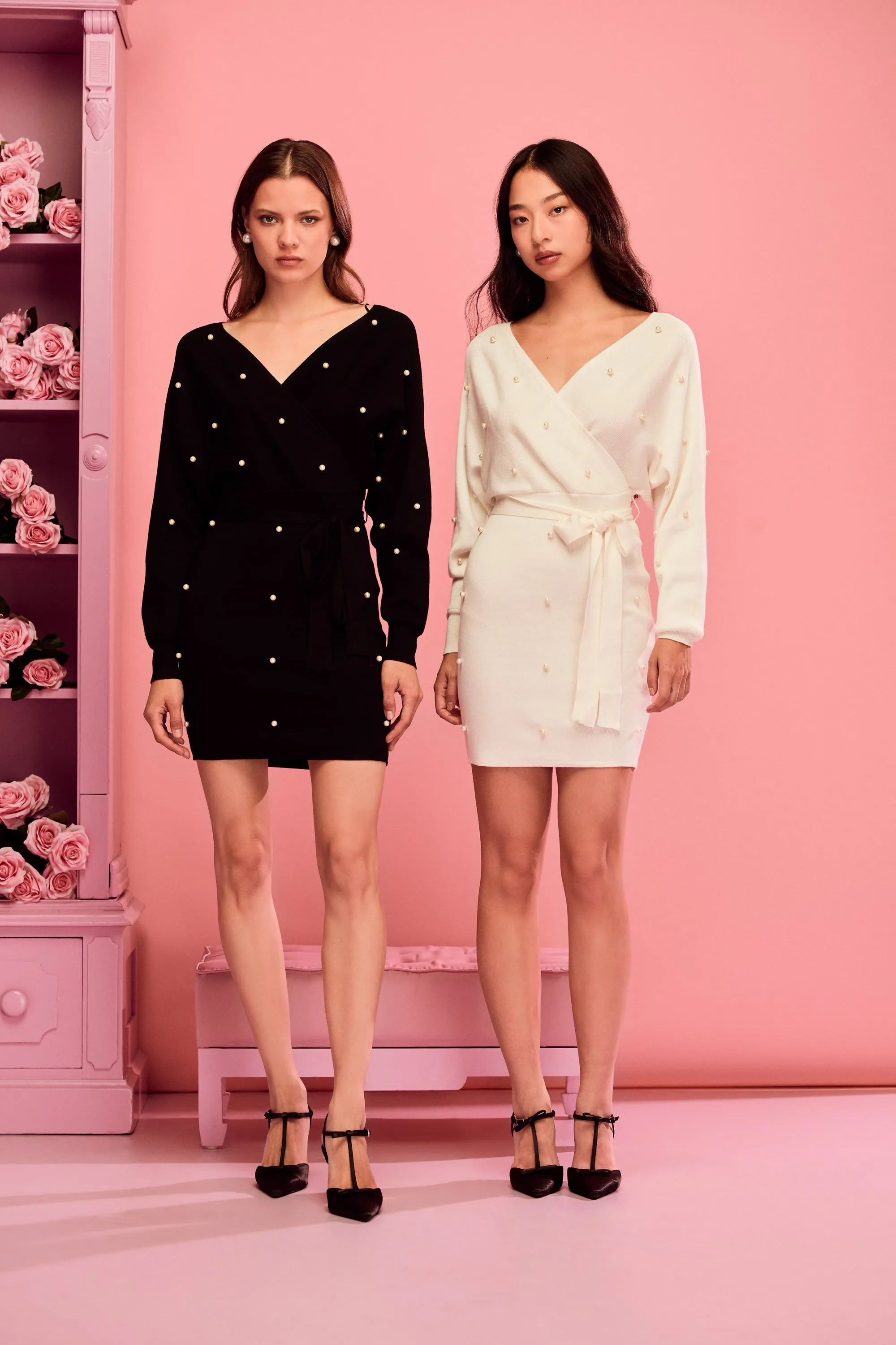 Noa Pearl Embellished Sweater Dress