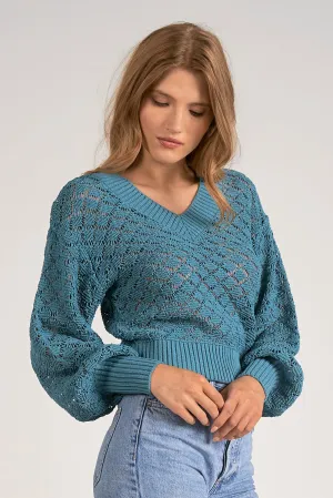 Open Knit Sweater- Peacock