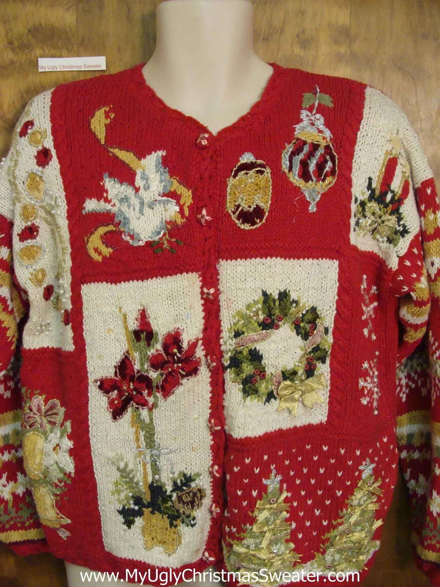 Ornate Plants Corny Christmas Sweater Cardigan