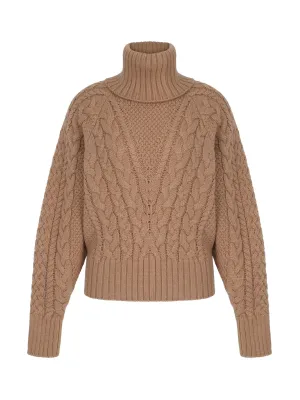 Otis Sand Melange Cashfeel Cable Knit Sweater