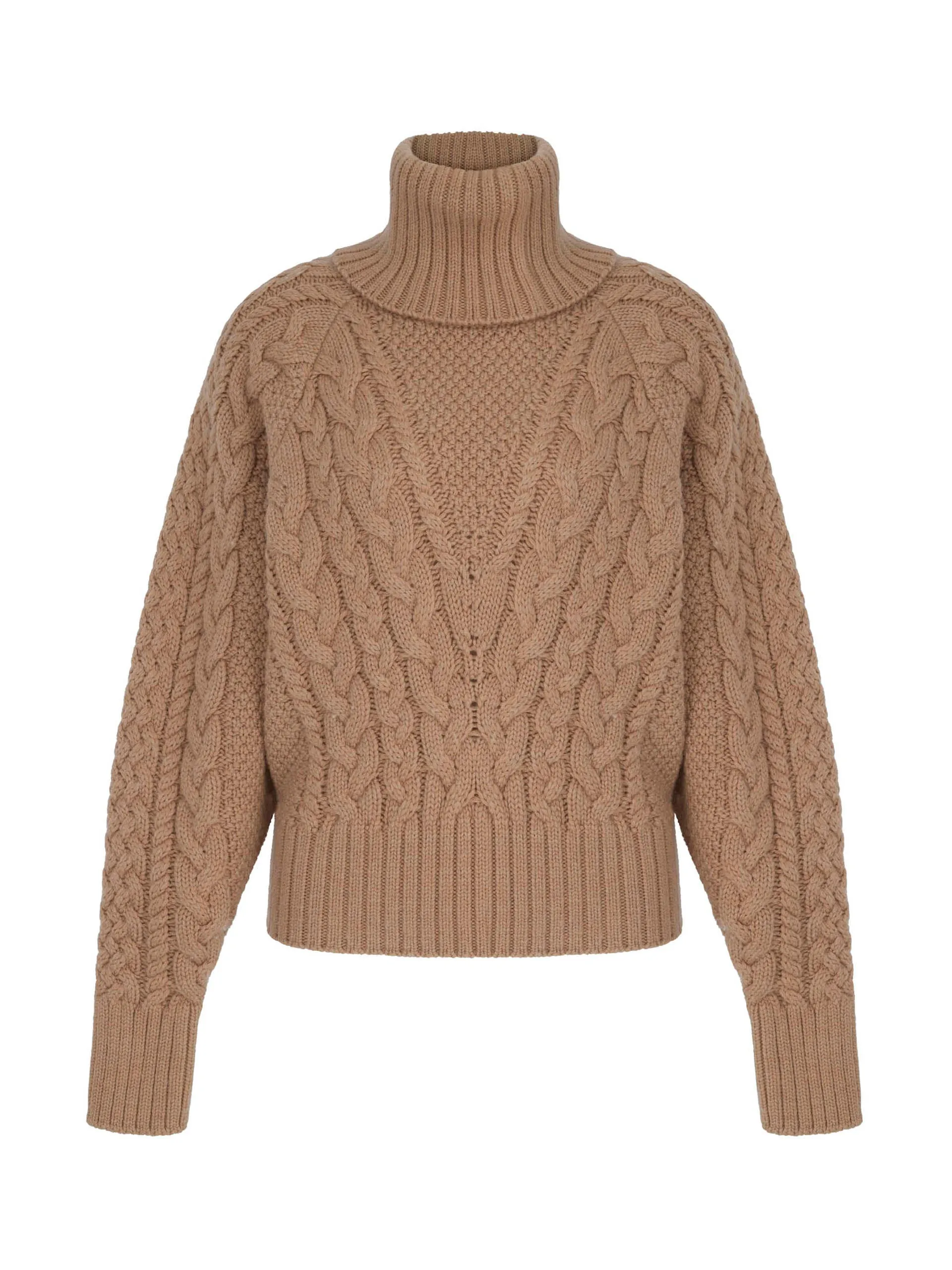 Otis Sand Melange Cashfeel Cable Knit Sweater