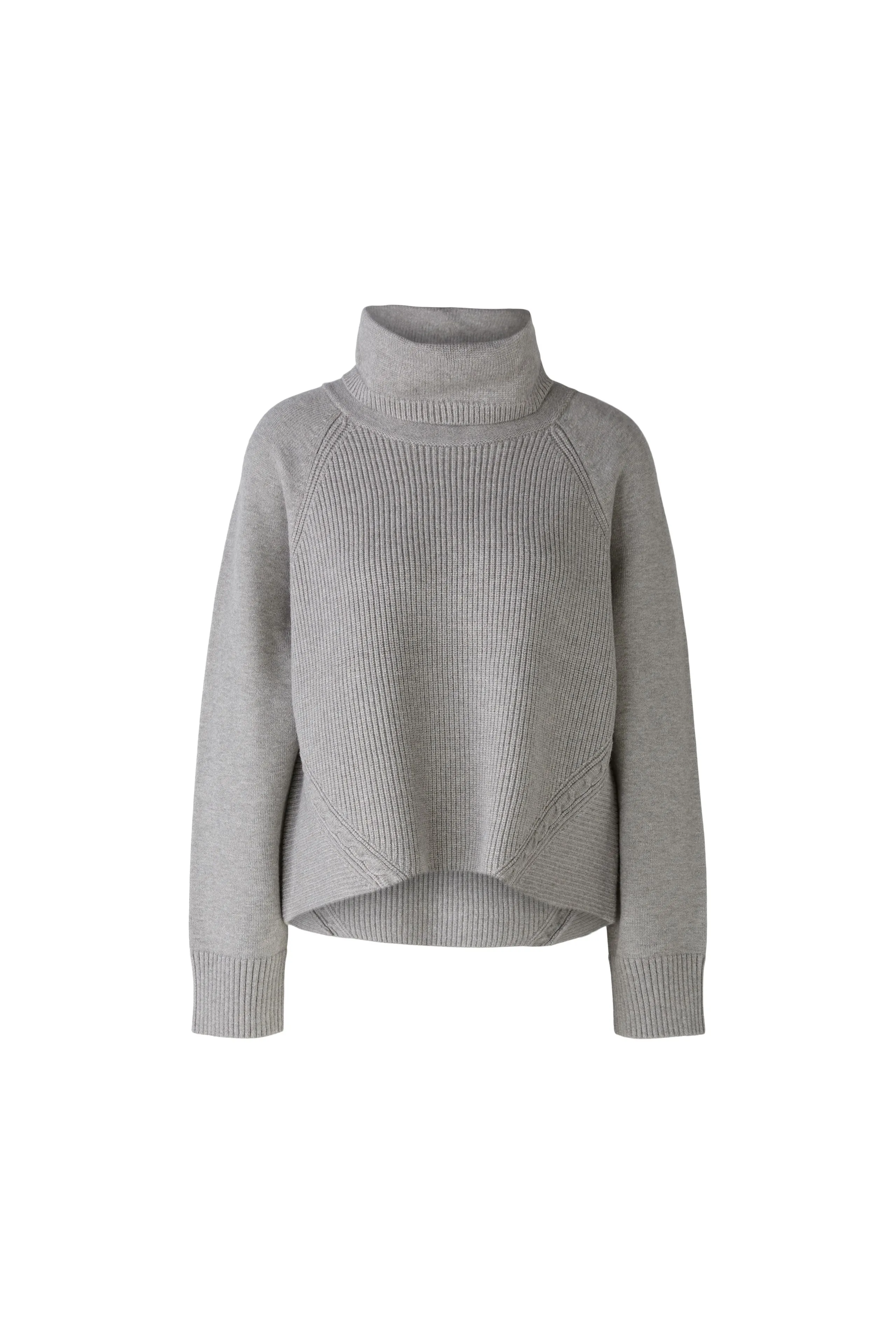 Oui Grey Polo Neck Ribbed Knit Jumper