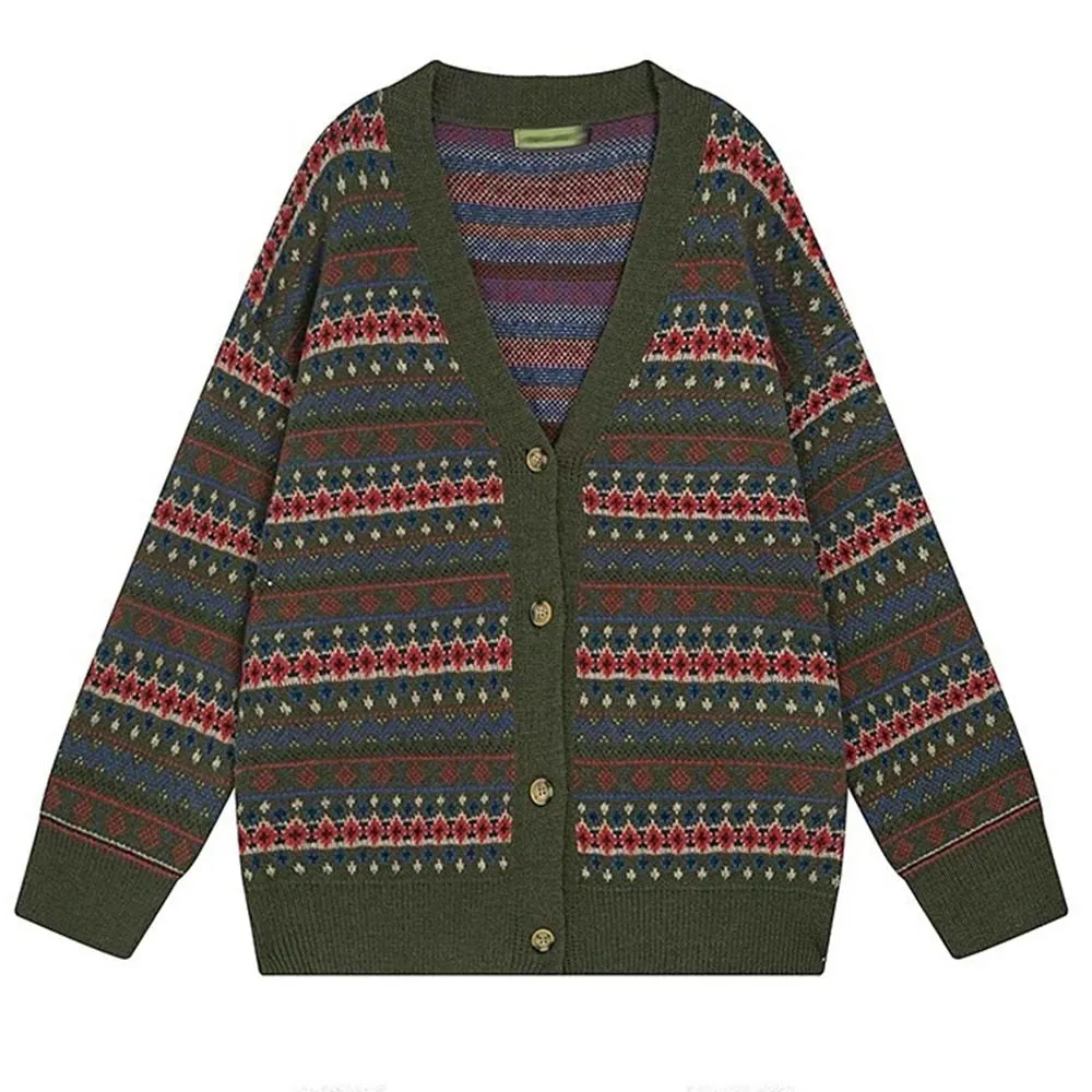 Patterned Knit Oversized Cardigan