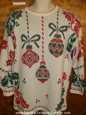 Retro 80s 2sided Corny Christmas Sweater Pullover