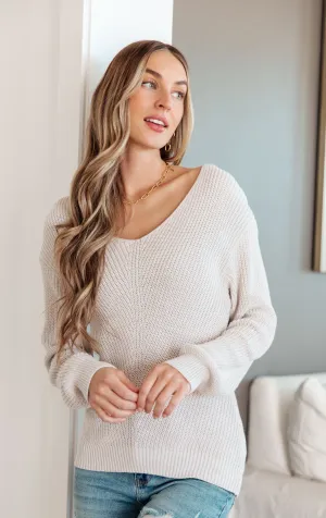 Ribbed Knit V Neck Sweater