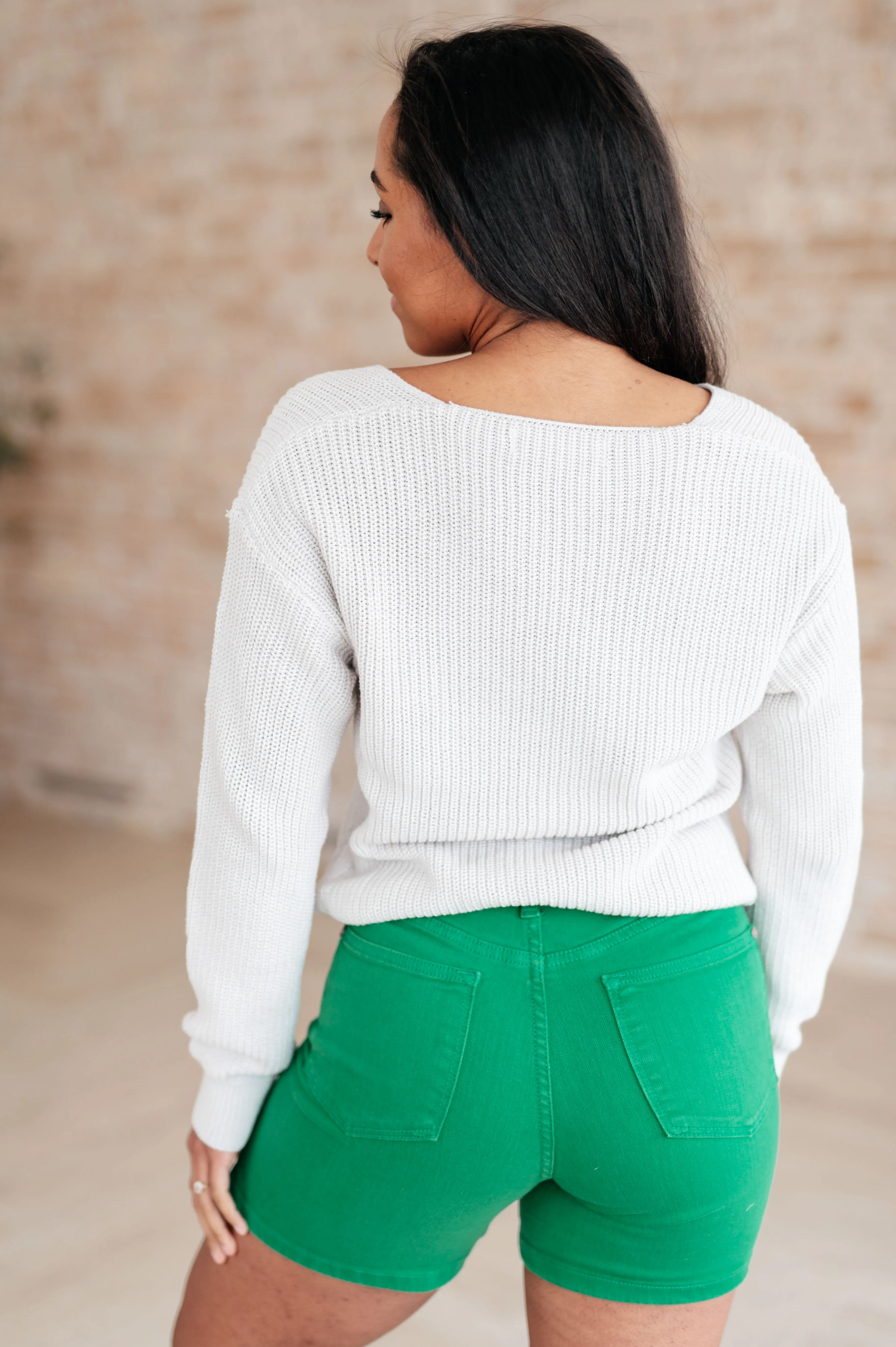 Ribbed Knit V Neck Sweater