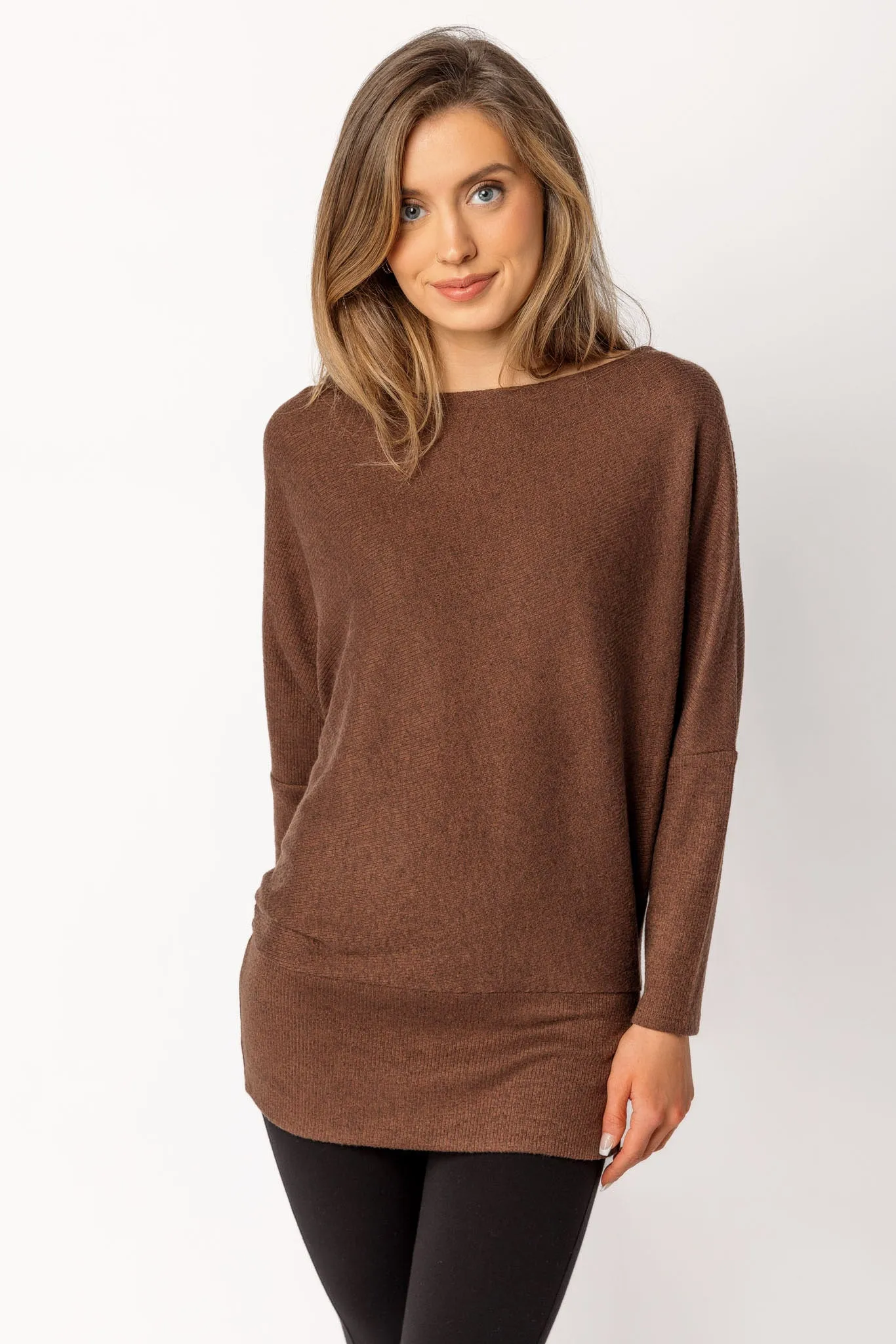 Ribbed Open-Neck Sweater